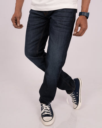 Rinse Blue-Foxtramp Unisex Premium Tapered Fit Denim Jeans