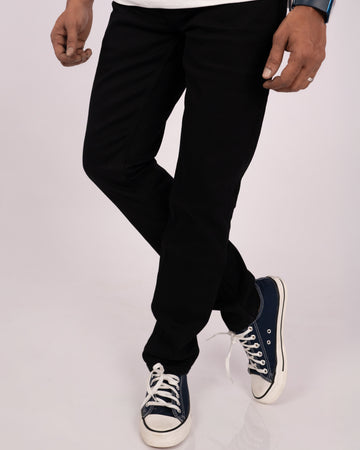 Jet Black-Foxtramp Authentic Tapered Fit Jeans