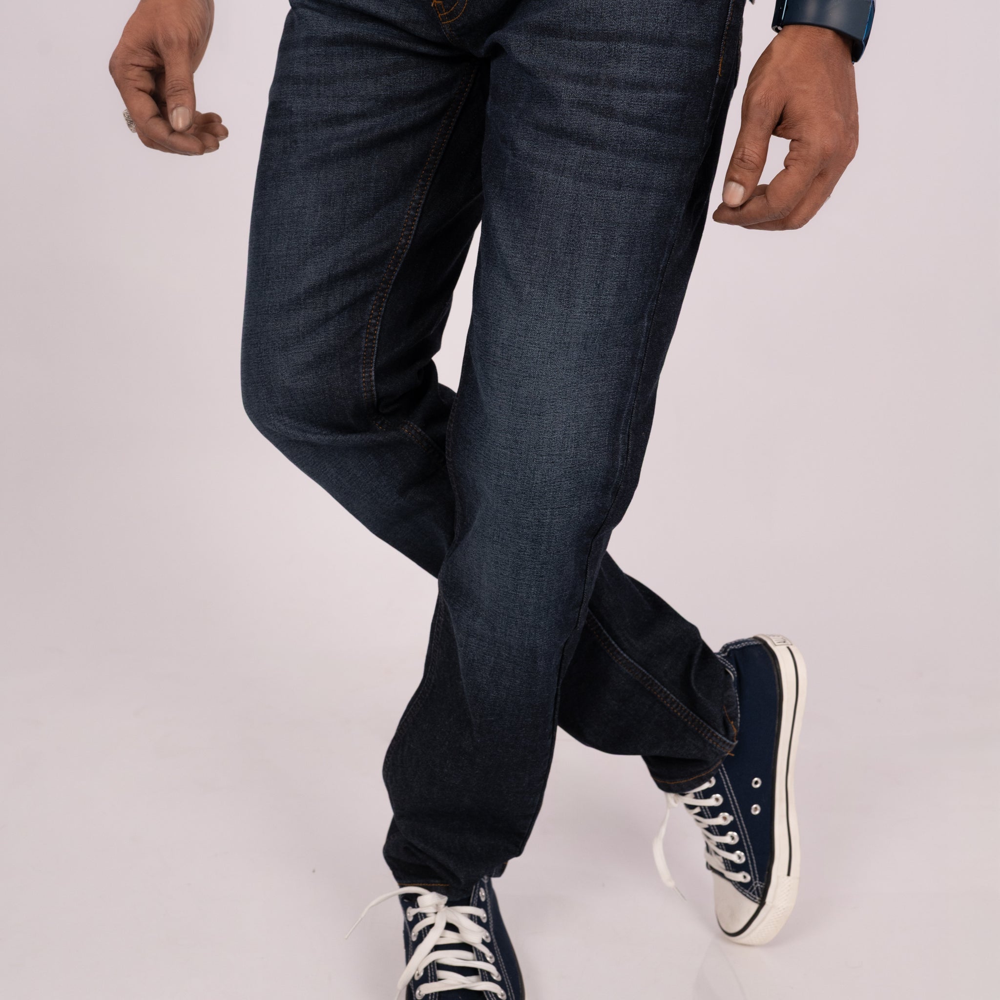 Rinse Blue-Foxtramp Unisex Premium Tapered Fit Denim Jeans