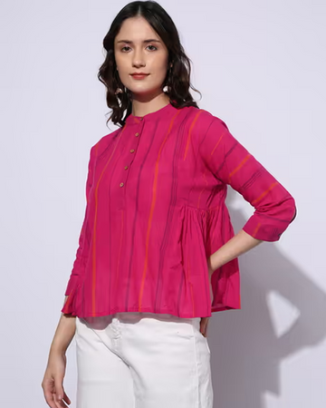 Foxtramp Pink Striped Cotton Top