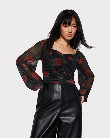 Floral Print Ruched Top