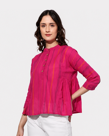 Pink Striped Cotton Top