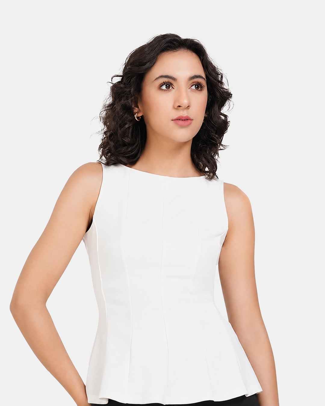White Sleeveless Slim Fit Top