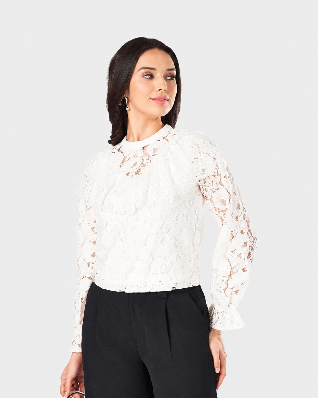 White Lace Embroidered Top