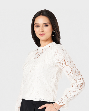 White Lace Embroidered Top