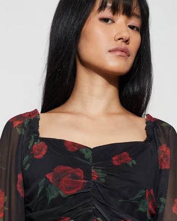 Foxtramp Floral Print Ruched Top