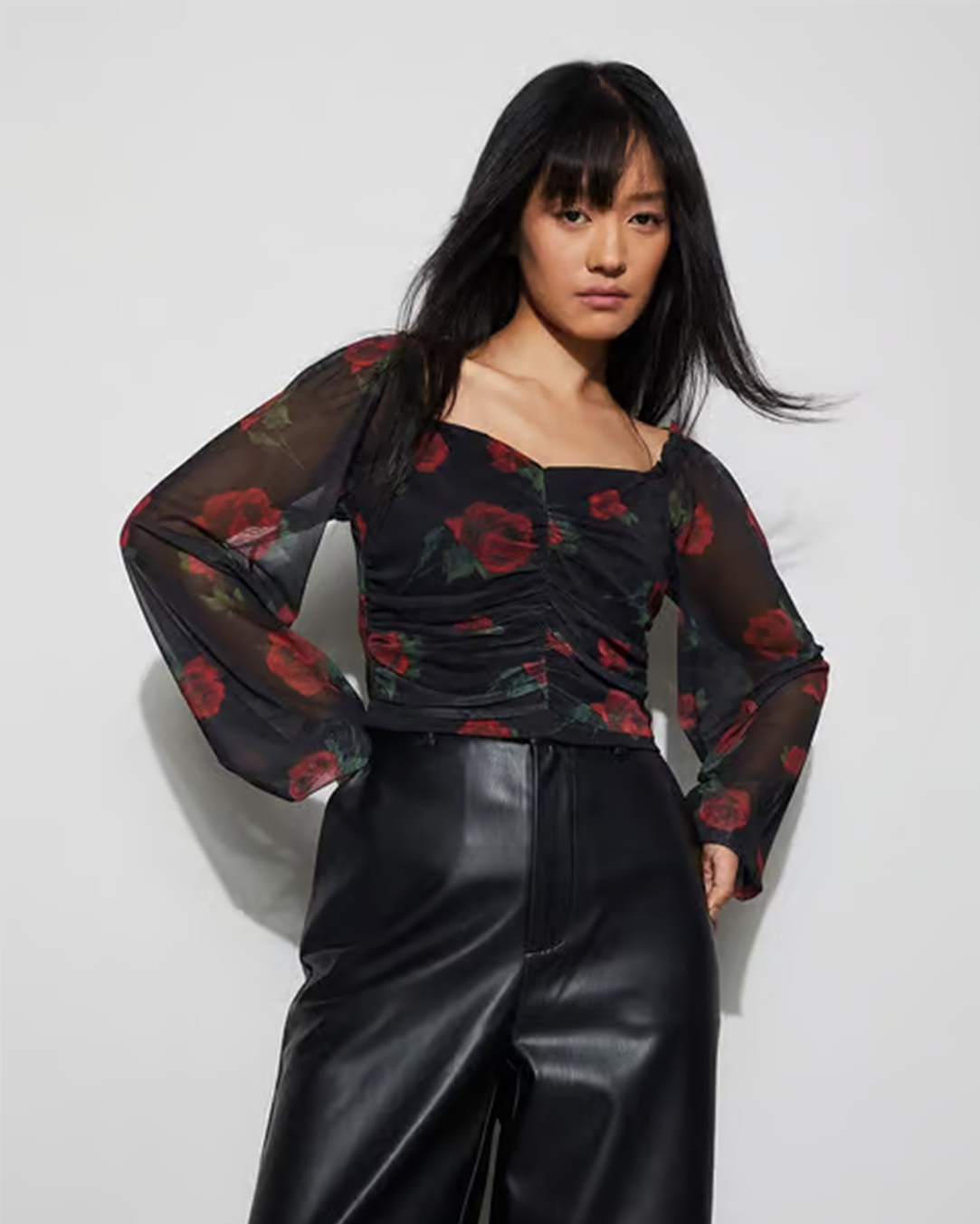 Foxtramp Floral Print Ruched Top