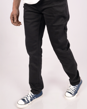 Foxtramp Men's Premium Denim Tapered Fit Jet Black Jeans