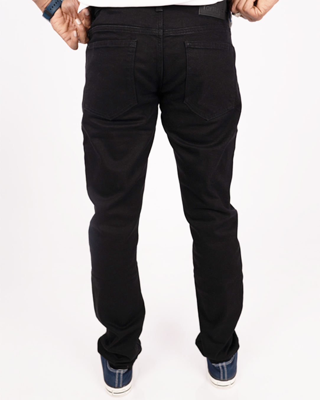 Foxtramp Men's Premium Denim Tapered Fit Jet Black Jeans