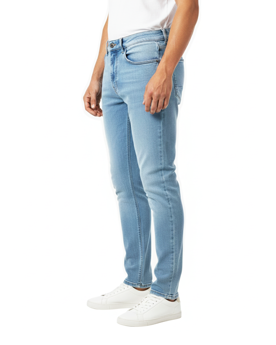 Foxtramp Men's Premium Denim Tapered Fit Lite Blue Jeans