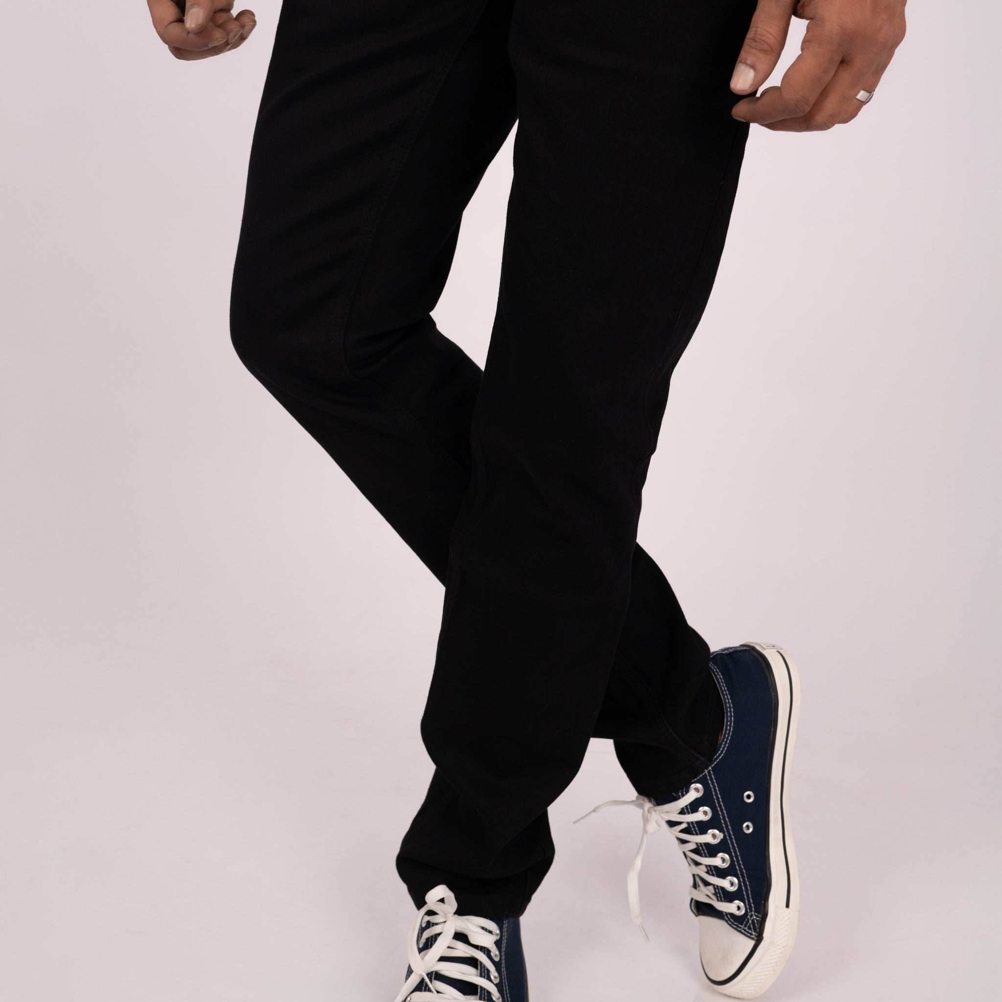 Jet Black-Foxtramp Authentic Tapered Fit Jeans